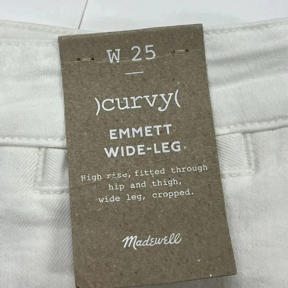 NWT Madewell Curvy Emmett Wide-Leg Crop Pants Ivory Women's Size 25 Stretch - Picture 2 of 9